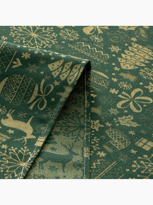 Nappe de noël en coton, motifs de noël dorés en relief - gamusi - Kiabi