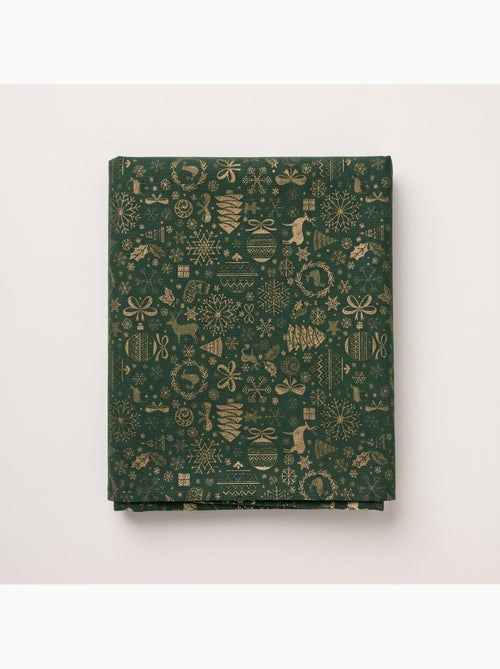 Nappe de noël en coton, motifs de noël dorés en relief - gamusi - Kiabi