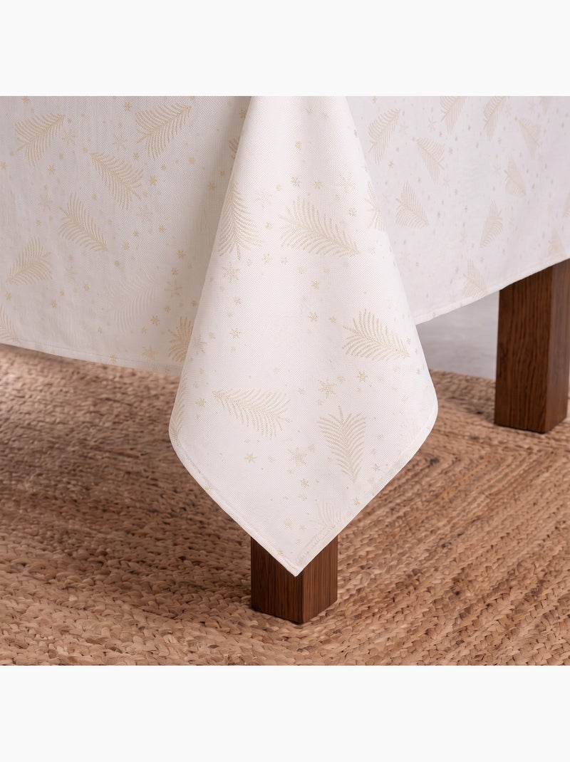 Nappe de noël en coton, sapins et étoiles dorés en relief - gamusi Blanc Doré - Kiabi