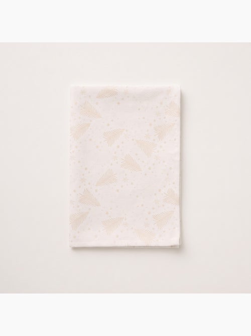 Nappe de noël en coton, sapins et étoiles dorés en relief - gamusi - Kiabi