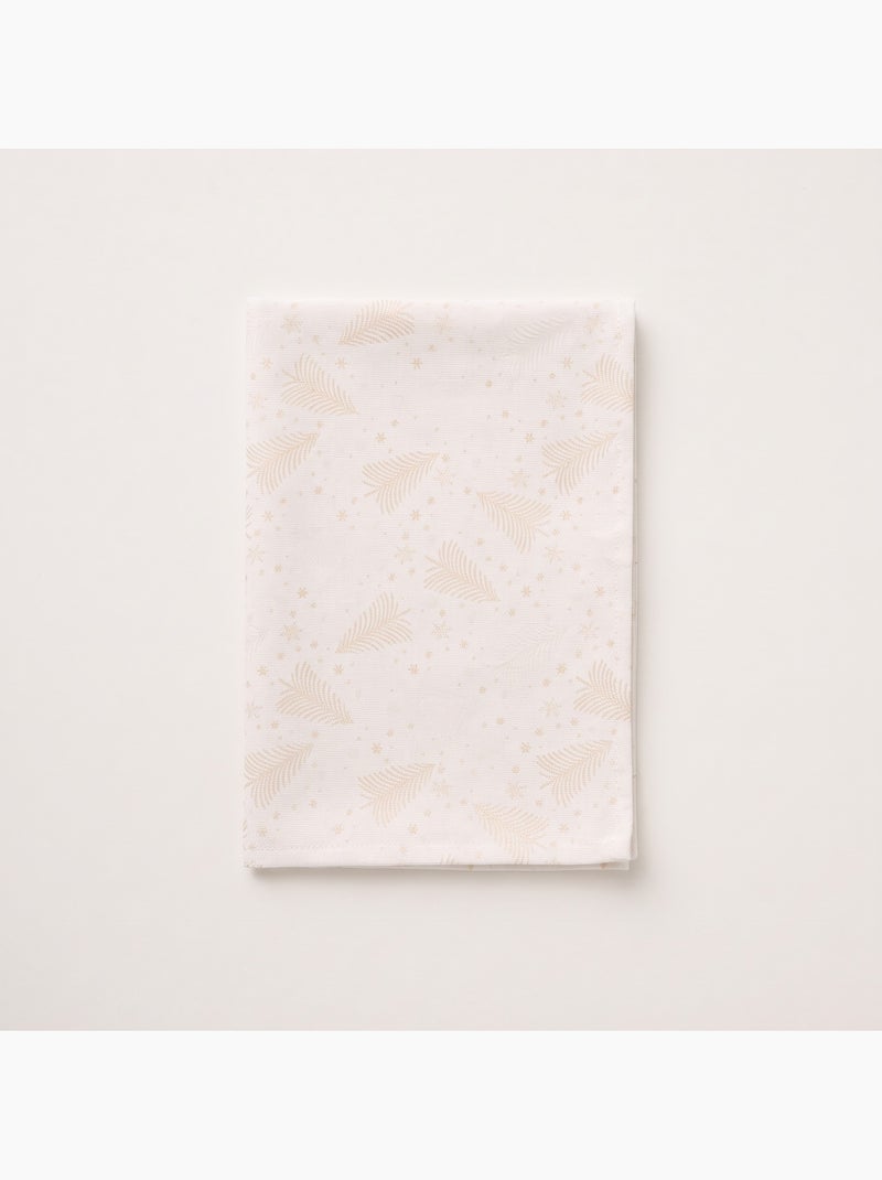 Nappe de noël en coton, sapins et étoiles dorés en relief - gamusi Blanc Doré - Kiabi