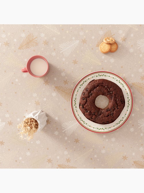 Nappe de noël en coton, sapins et étoiles dorés en relief - gamusi - Kiabi