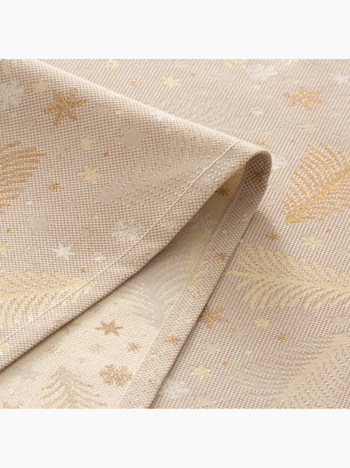 Nappe de noël en coton, sapins et étoiles dorés en relief - gamusi - Kiabi