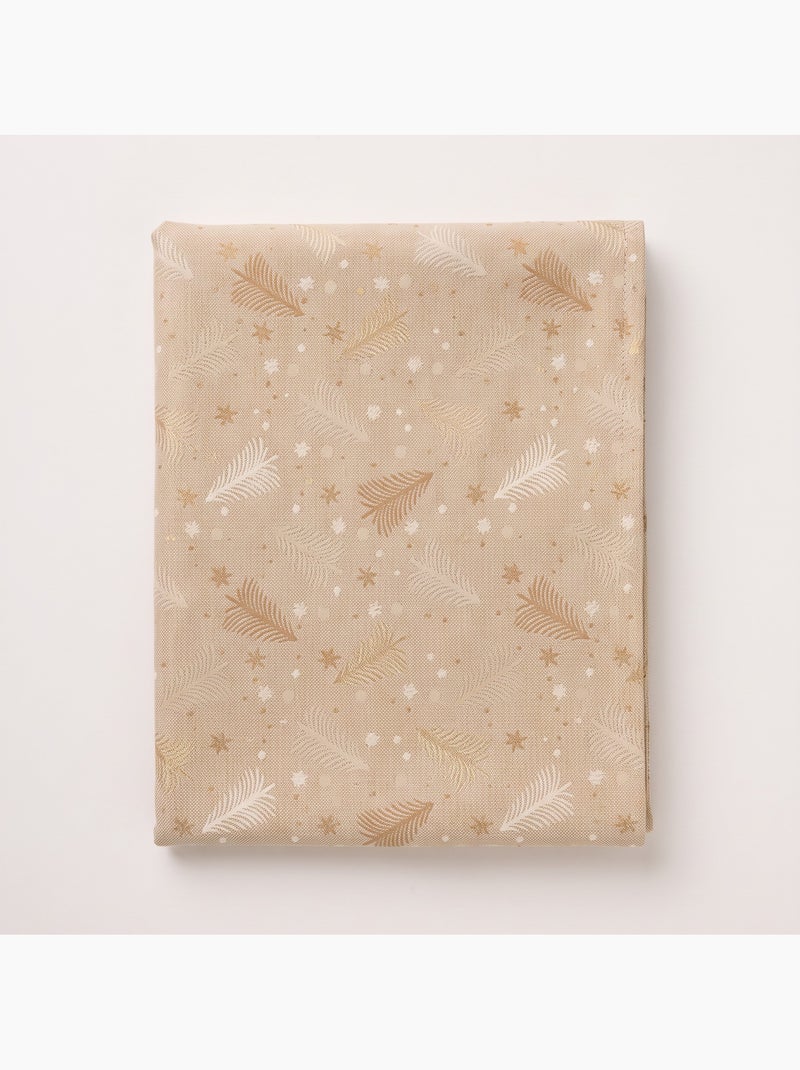 Nappe de noël en coton, sapins et étoiles dorés en relief - gamusi Blanc Perlé/Beige/Or - Kiabi