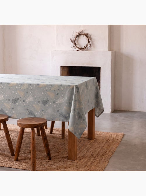 Nappe de noël en coton, sapins et étoiles dorés en relief - gamusi - Kiabi