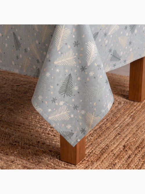 Nappe de noël en coton, sapins et étoiles dorés en relief - gamusi - Kiabi