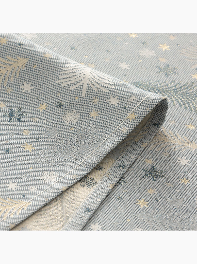 Nappe de noël en coton, sapins et étoiles dorés en relief - gamusi Bleu Doré - Kiabi