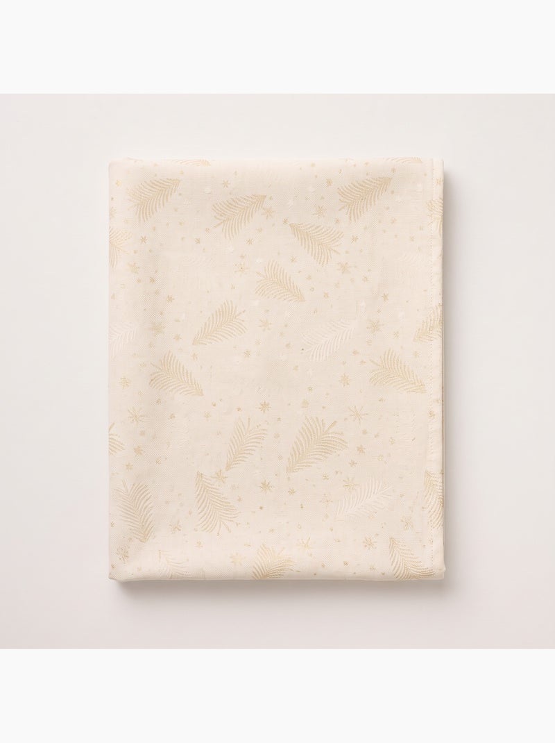 Nappe de noël en coton, sapins et étoiles dorés en relief - gamusi Ecru - Kiabi