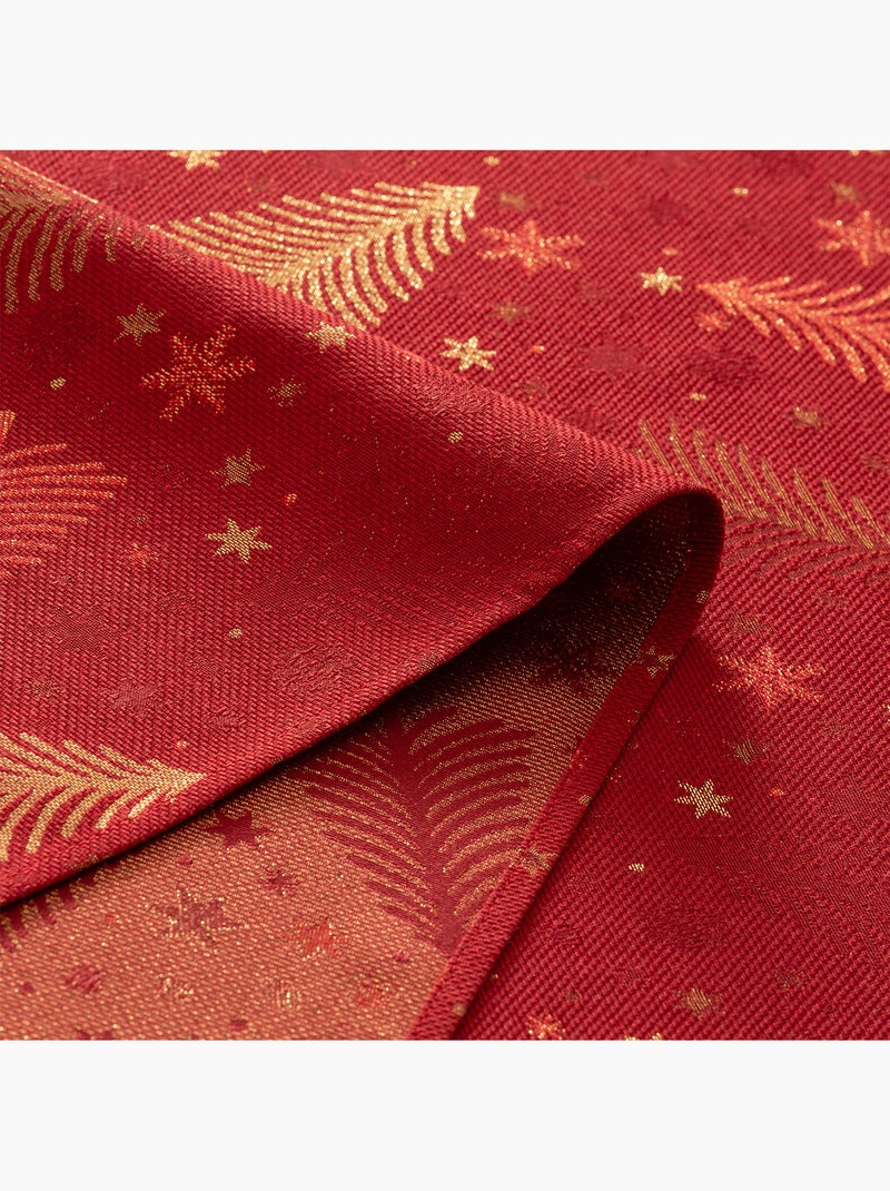 Nappe de noël en coton, sapins et étoiles dorés en relief - gamusi Rouge - Kiabi