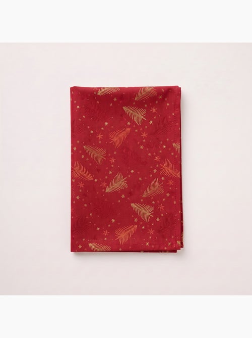 Nappe de noël en coton, sapins et étoiles dorés en relief - gamusi - Kiabi