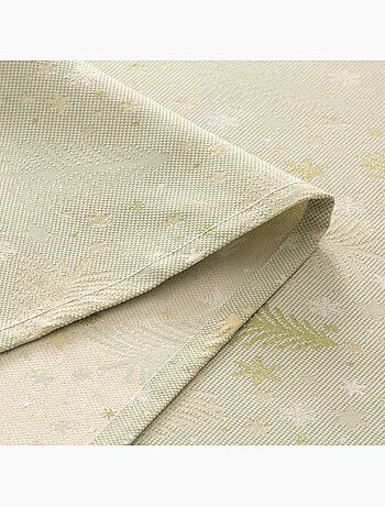 Nappe de noël en coton, sapins et étoiles dorés en relief - gamusi