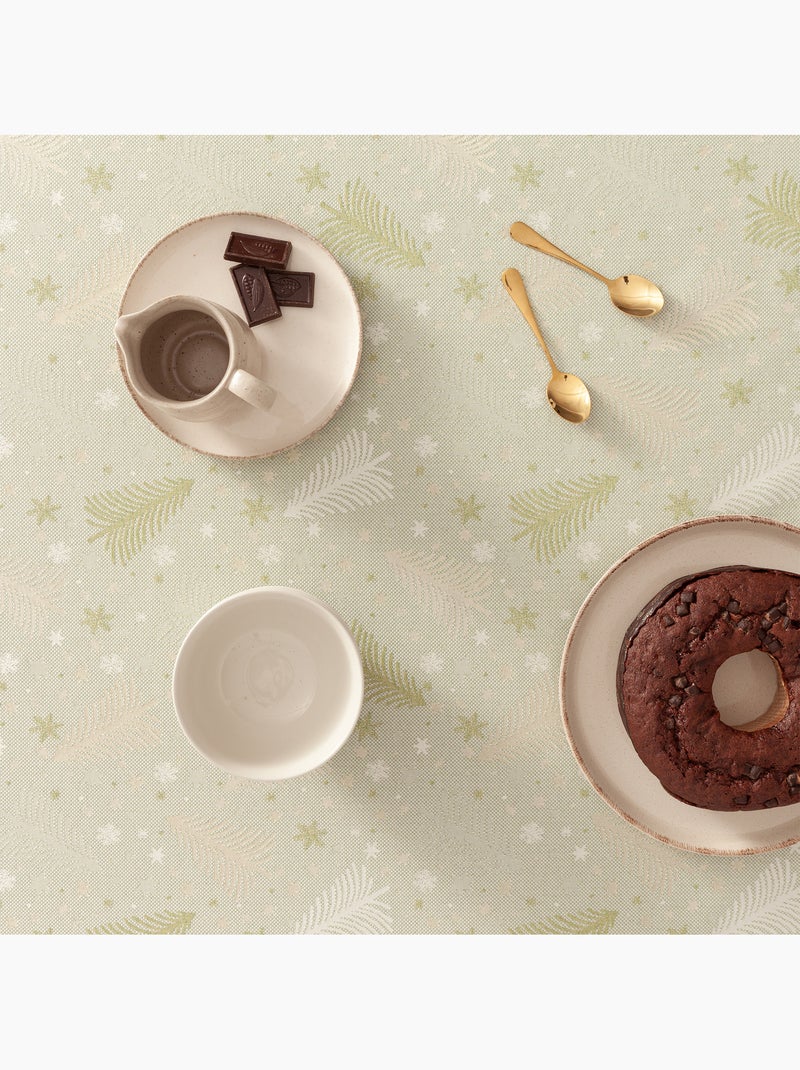 Nappe de noël en coton, sapins et étoiles dorés en relief - gamusi Vert/Or - Kiabi