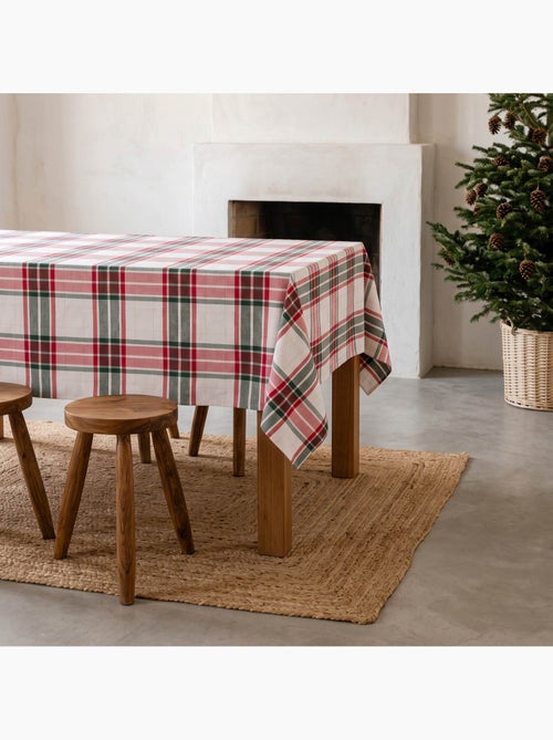 Nappe de noël en coton texturé avec fil lurex en relief, motif tartan - gamusi. - Kiabi