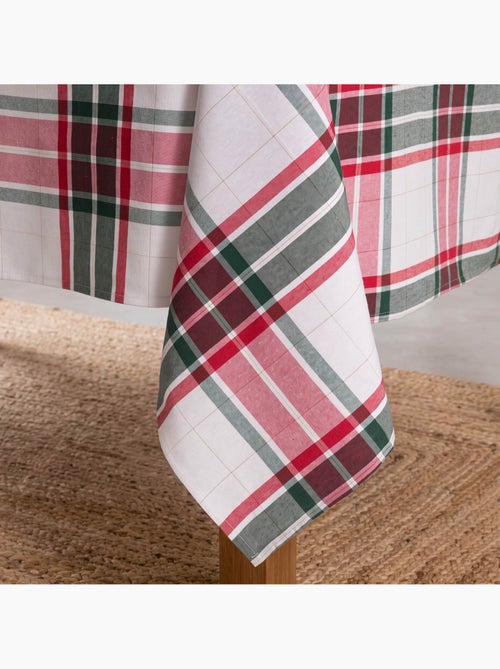 Nappe de noël en coton texturé avec fil lurex en relief, motif tartan - gamusi. - Kiabi