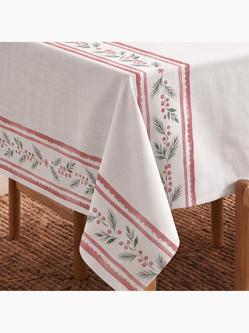 Nappe de noël imperméable avec bordure de houx - gamusi. Blanc - Kiabi