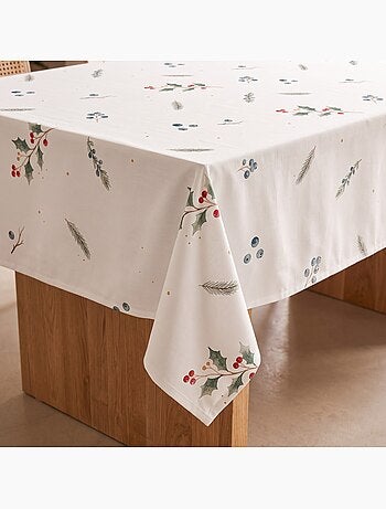 Nappe de noël imperméable avec imprimé de baies et sapins - gamusi.