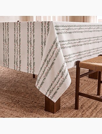 Nappe de noël imperméable avec imprimé de guirlandes de houx - gamusi.