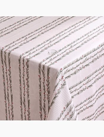 Nappe de noël imperméable avec imprimé de guirlandes de houx - gamusi.