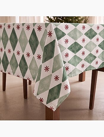 Nappe de noël imperméable avec imprimé géométrique de losanges et étoiles - gamusi.