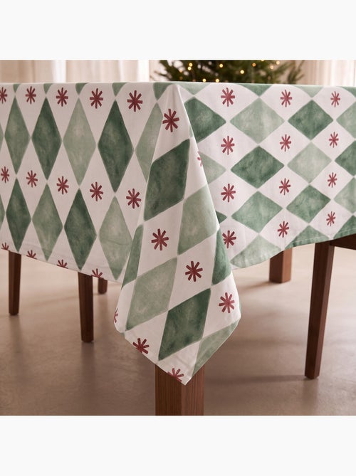 Nappe de noël imperméable avec imprimé géométrique de losanges et étoiles - gamusi. - Kiabi Nappe de noël imperméable avec imprimé géométrique de losanges et étoiles - gamusi. - Kiabi