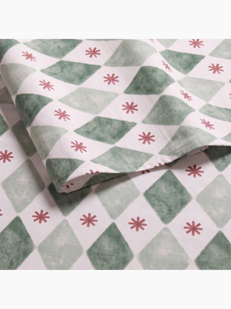 Nappe de noël imperméable avec imprimé géométrique de losanges et étoiles - gamusi. Vert - Kiabi