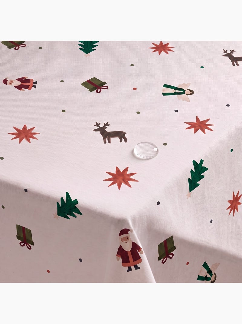 Nappe de noël imperméable avec imprimé père noël, rennes, cadeaux et sapins - gamusi. Blanc - Kiabi