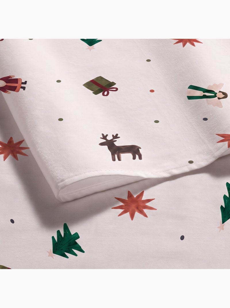 Nappe de noël imperméable avec imprimé père noël, rennes, cadeaux et sapins - gamusi. Blanc - Kiabi