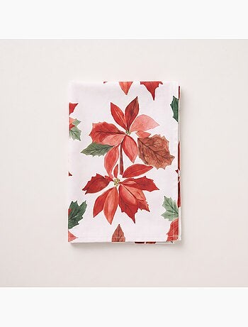 Nappe de noël imperméable avec imprimé poinsettia - gamusi.