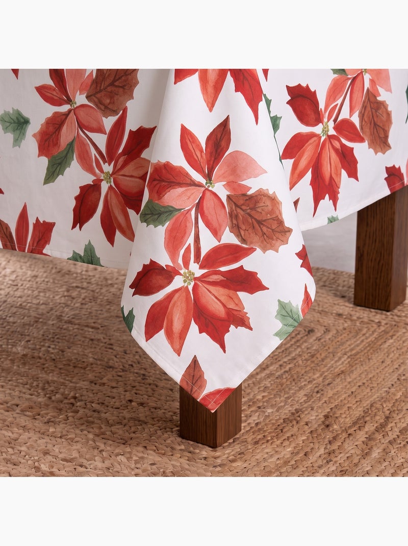 Nappe de noël imperméable avec imprimé poinsettia - gamusi. Blanc - Kiabi