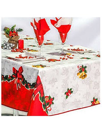 Nappe de Noël motifs Cloche - Anti tâches