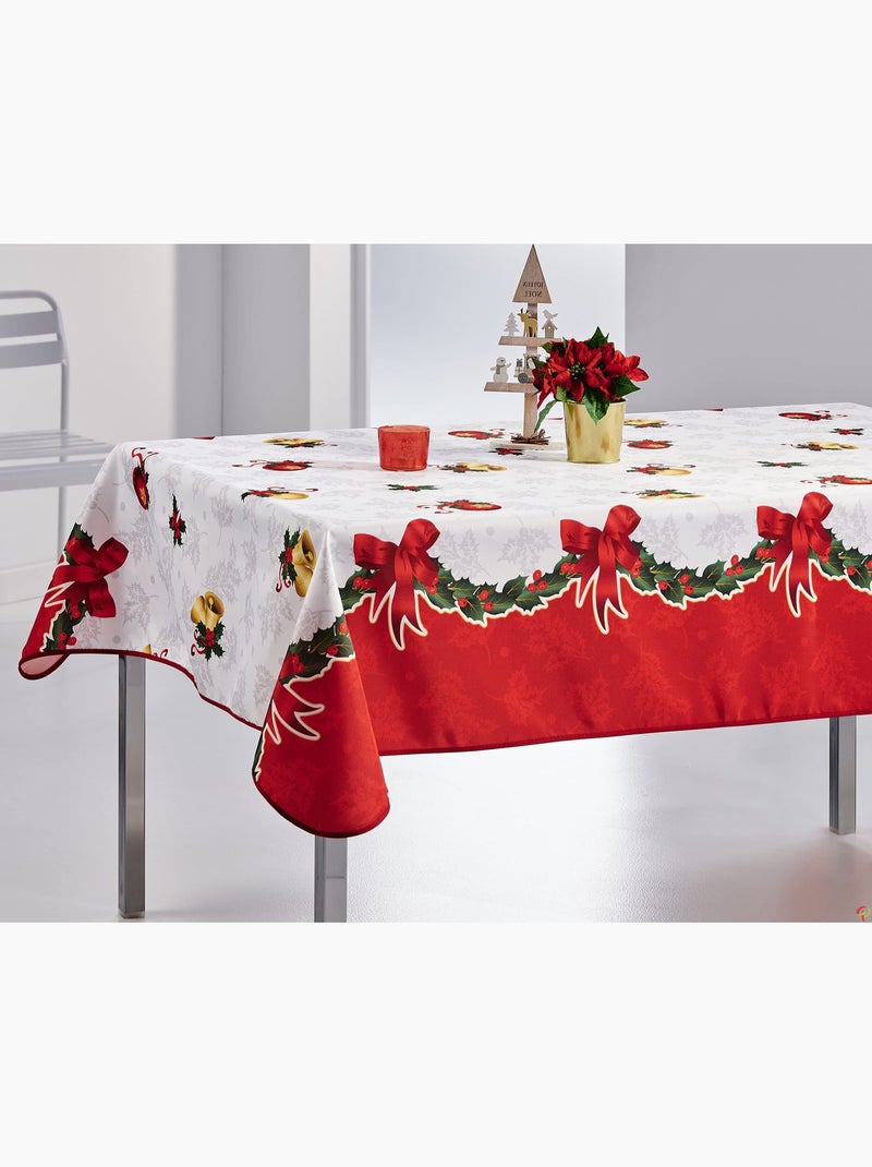 Nappe de Noël motifs Cloche - Anti tâches Rouge - Kiabi
