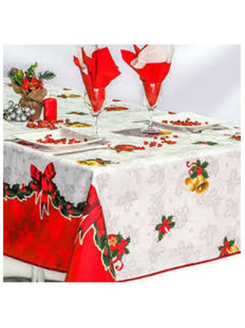 Nappe de Noël motifs Cloche - Anti tâches Rouge - Kiabi