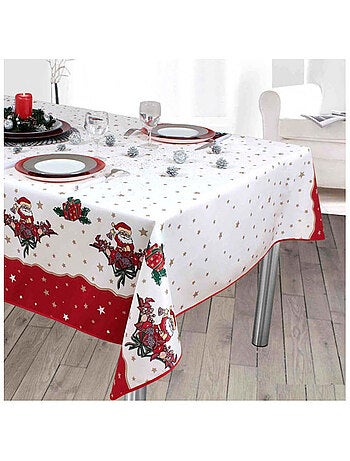 Nappe de Noël motifs Père Noël - Anti tâches