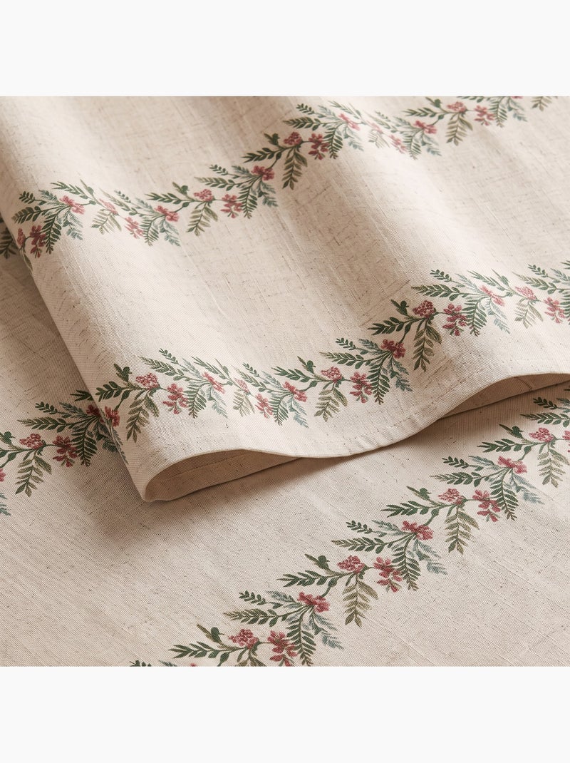 Nappe de noël toucher lin naturel avec imprimé guirlande de noël - gamusi. Ocre - Kiabi
