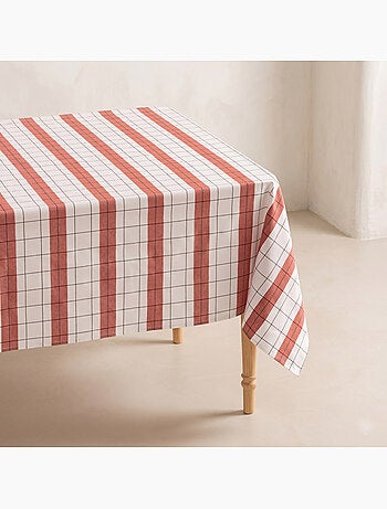 Nappe en coton à rayures avec carreaux en fil teint en relief - Gamusi.