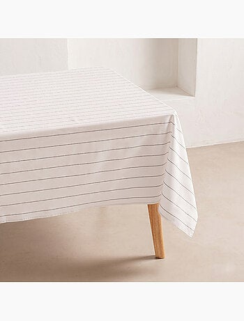 Nappe en coton à rayures, fil teint en relief - Gamusi.