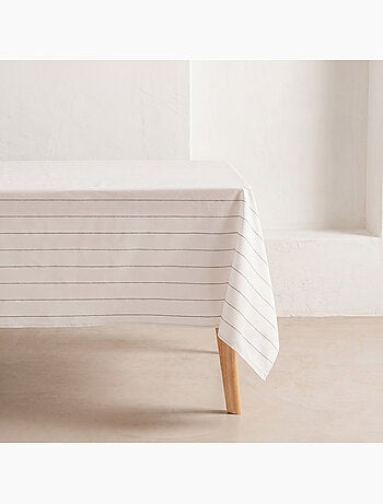 Nappe en coton à rayures, fil teint en relief - Gamusi.