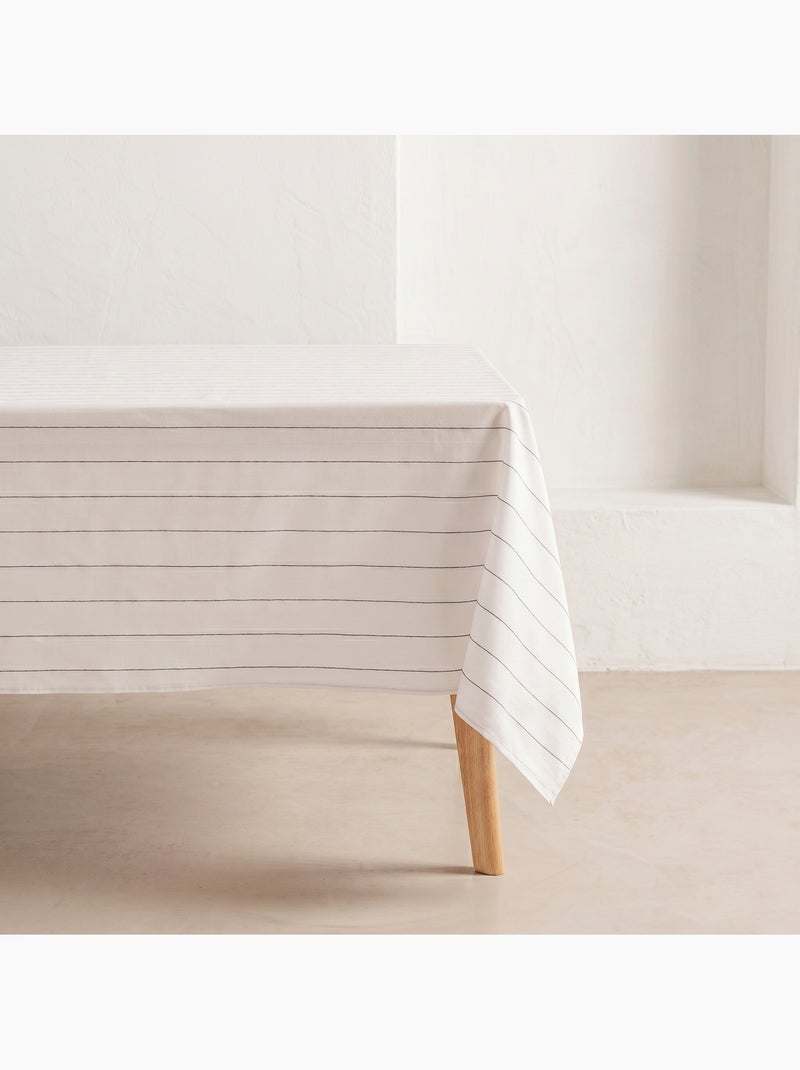 Nappe en coton à rayures, fil teint en relief - Gamusi. Blanc - Kiabi