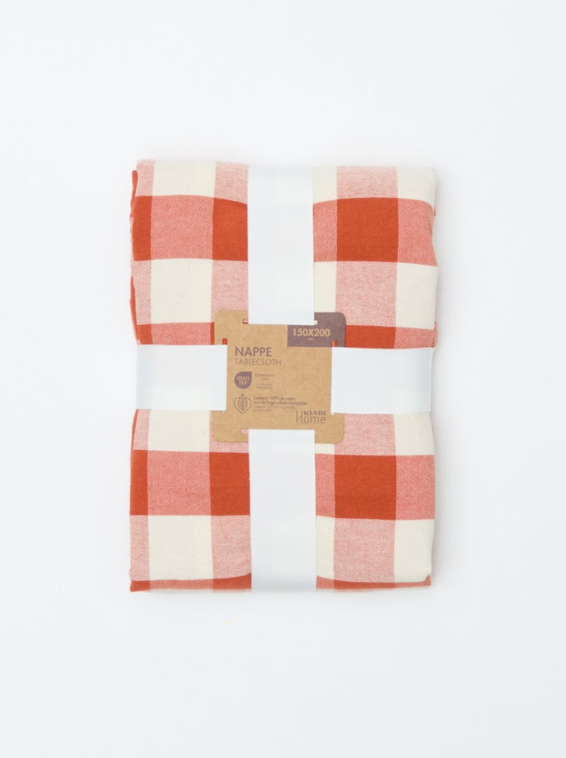 Nappe imprimée à carreaux 150 x 200 cm - Kiabi Home Orange - Kiabi