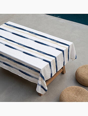 Nappe imprimée anti-taches style méditerranéen, motif à larges rayures - Gamusi