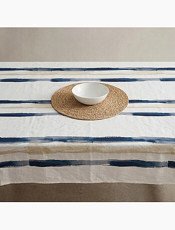 Nappe imprimée anti-taches style méditerranéen, motif à larges rayures - Gamusi