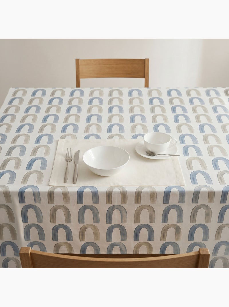 Nappe imprimée anti-taches style méditerranéen, motif Boho chic - Gamusi Bleu - Kiabi