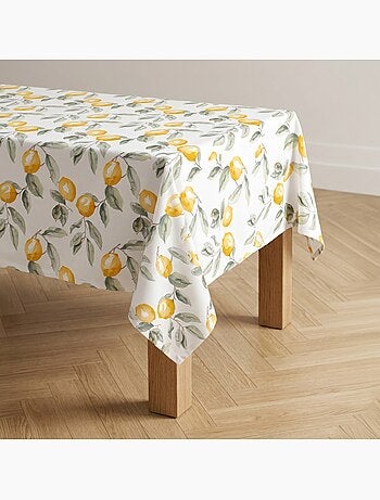 Nappe imprimée anti-taches style méditerranéen, motif citrons - Gamusi