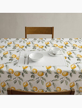 Nappe imprimée anti-taches style méditerranéen, motif citrons - Gamusi