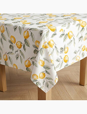Nappe imprimée anti-taches style méditerranéen, motif citrons - Gamusi