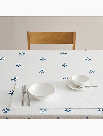 Nappe imprimée anti-taches style méditerranéen, motif floral - Gamusi