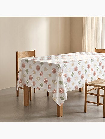 Nappe imprimée anti-taches style méditerranéen, motif floral - Gamusi