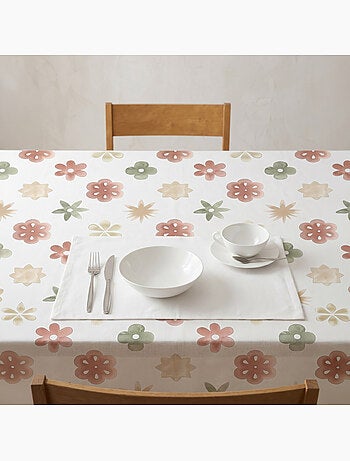 Nappe imprimée anti-taches style méditerranéen, motif floral - Gamusi