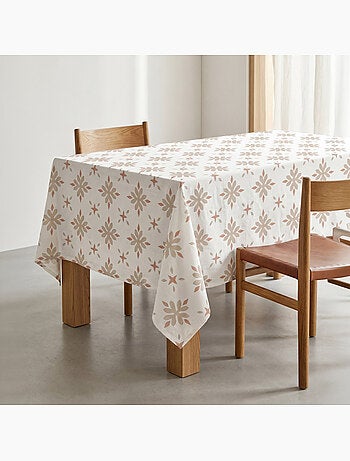 Nappe imprimée anti-taches style méditerranéen, motif géométrique floral - Gamusi