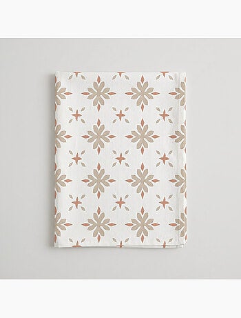 Nappe imprimée anti-taches style méditerranéen, motif géométrique floral - Gamusi